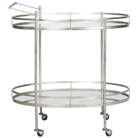 Safavieh Dante Bar Cart- Silver and Mirror Top - 33 x 18 x 30 in. FOX2553A